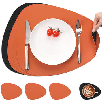 Placemats Set of 4 Faux Leather Placemats with Coasters