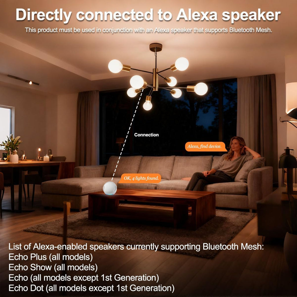 G25 Globe Light Bulbs, App-Controlled Vanity Light Bulbs via Bluetooth Mesh,1600 Million Colors, 600LM, 6W, 60W