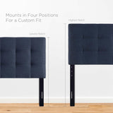 Lily Tufted Linen Fabric Upholstered King Headboard in Navy