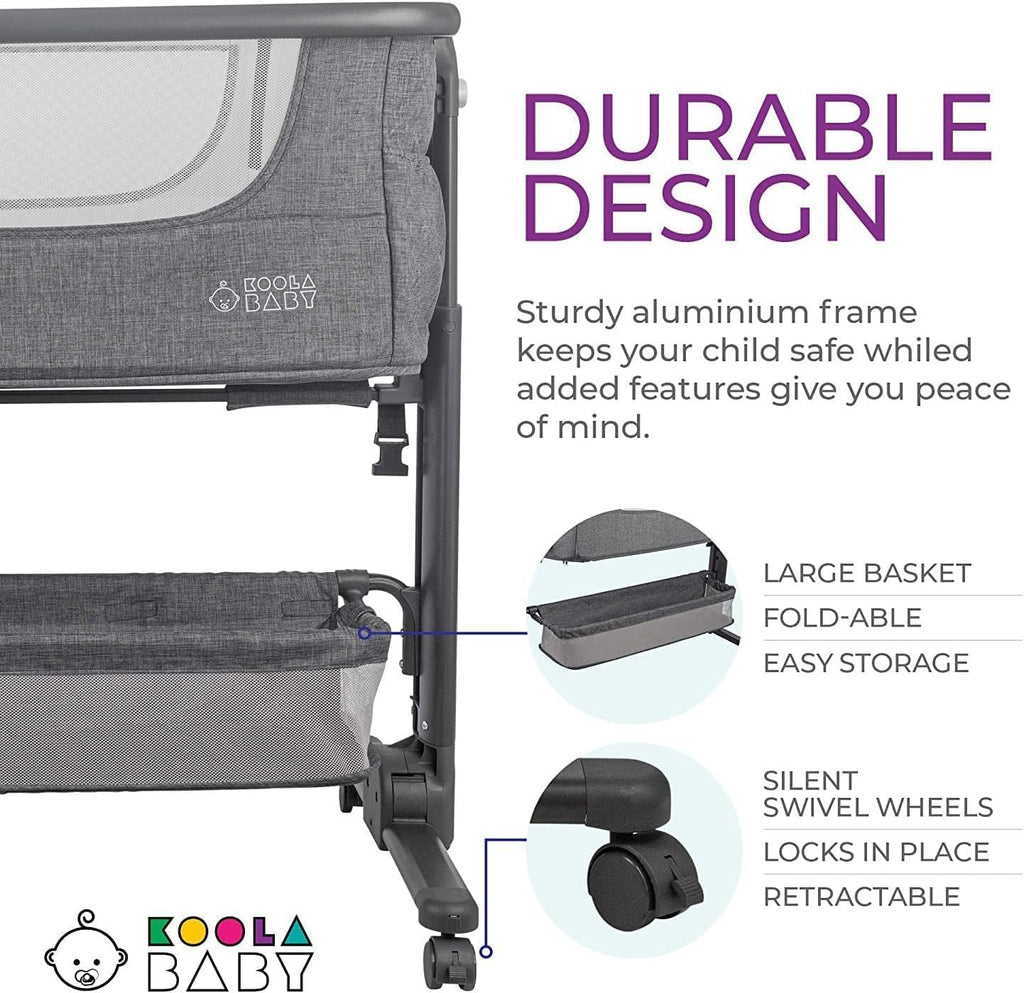 Bassinet, Bedside Sleeper for Baby, Easy Folding Portable Crib with Storage Basket for Newborn, Bedside Bassinet