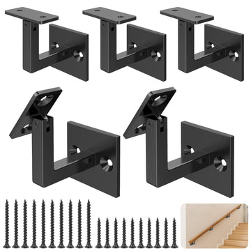 5 Pack 304 Stainless Steel Adjustable Swivel Handrail Bracket for Staircase, Square Stair Railing Bracket