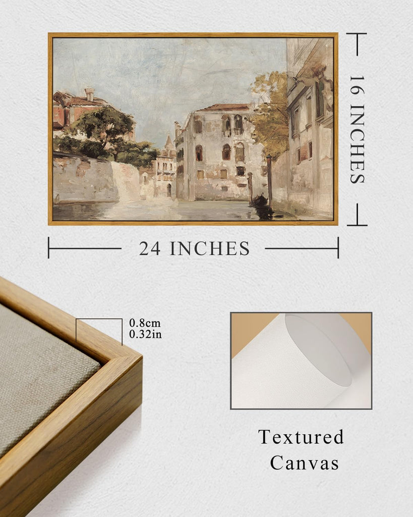 Framed Wall Art Classical Cityscape Artwork Wall Decorations View of Venice Canvas Prints Bathroom Pictures Farmhouse