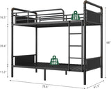 Bunk Bed Twin Over Twin, Heavy Duty Metal Bunkbeds with Ladder and Full-Length Guardrail