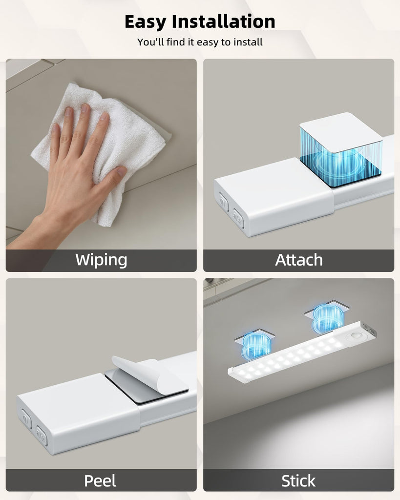 6 Pack LED Under Cabinet Lights Wireless with Charging Station, 11.8'' Motion Sensor Light Indoor, 1100mAh