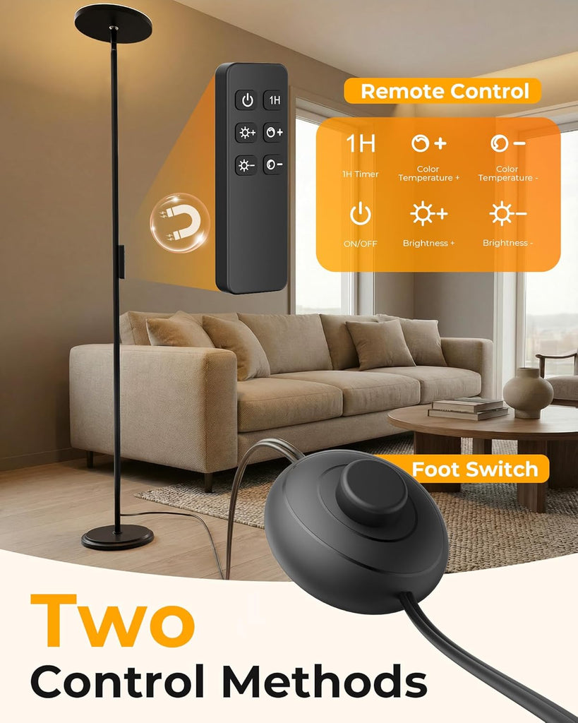 Floor Lamps, 69" Tall LED Lamp, 2800LM Standing Lamp Remote & Foot Switch with 1H Timer