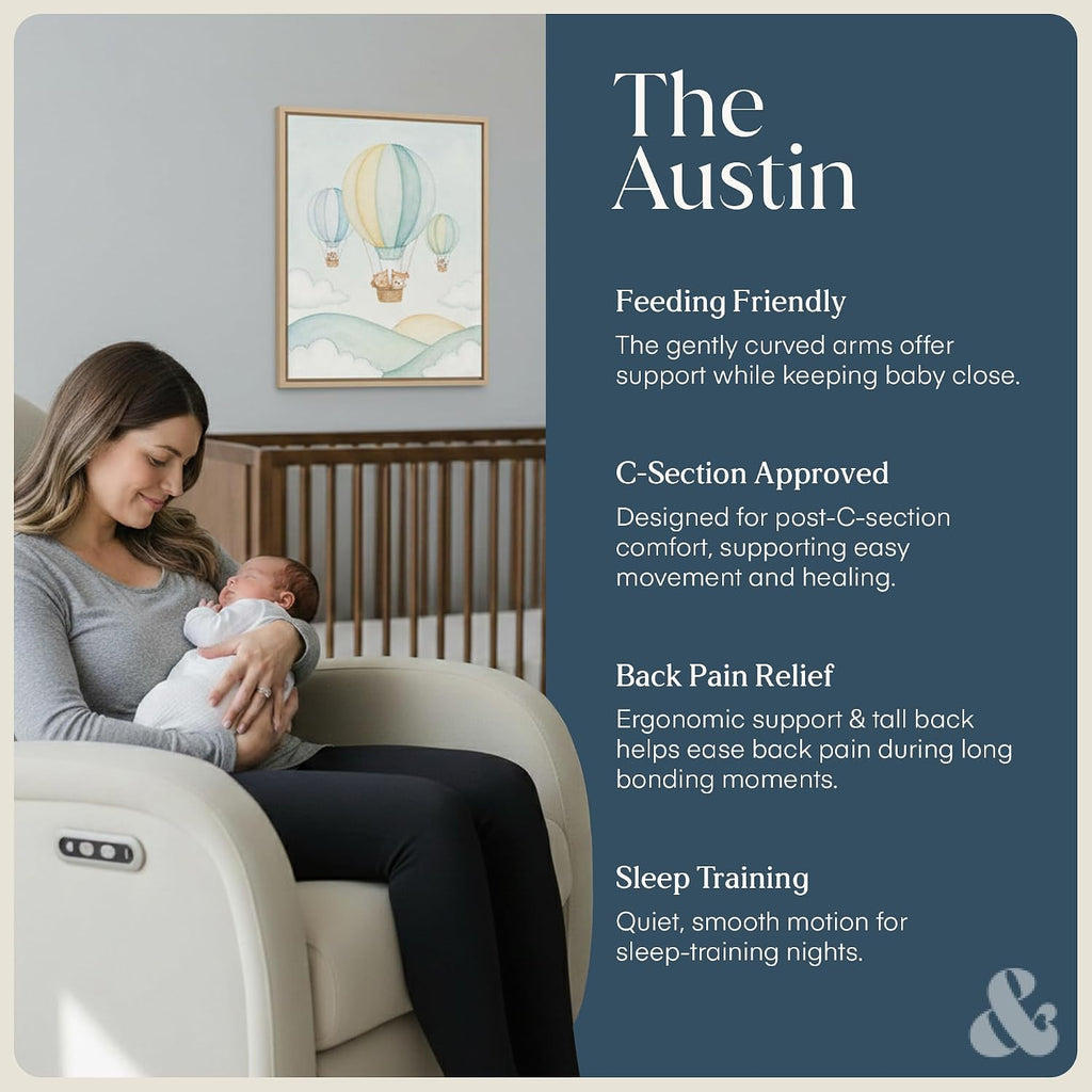 Power Glider Recliner | Contemporary Nursery Glider Chair | Adjustable Headrest & Glide | Live Smart