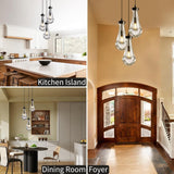 3-Light Raindrop Pendant Light Fixtures, Black Glass Pendant Lighting, Teardrops Modern Hanging Light for Entryway Foyer Kitchen Island Dining Living Room Hallway A121-B0D4B1XB9B