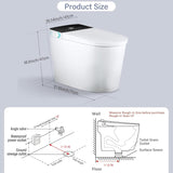 Smart Toilet, One Piece Bidet for Bathrooms, Modern Elongated Toilet with Warm Water, Dual Auto Flush