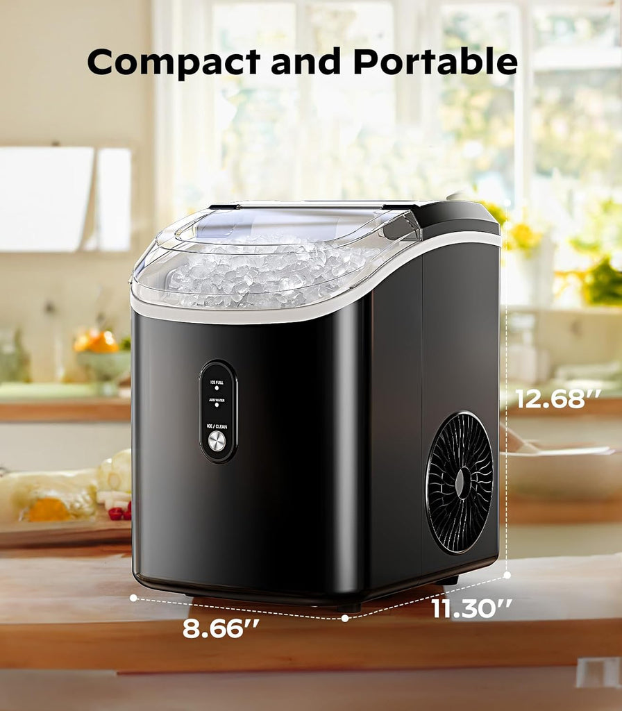 Nugget Ice Maker Countertop, Chewable Pellet Ice Machine with Self-Cleanin Function, 33lbs/24H Portable Ice Makers