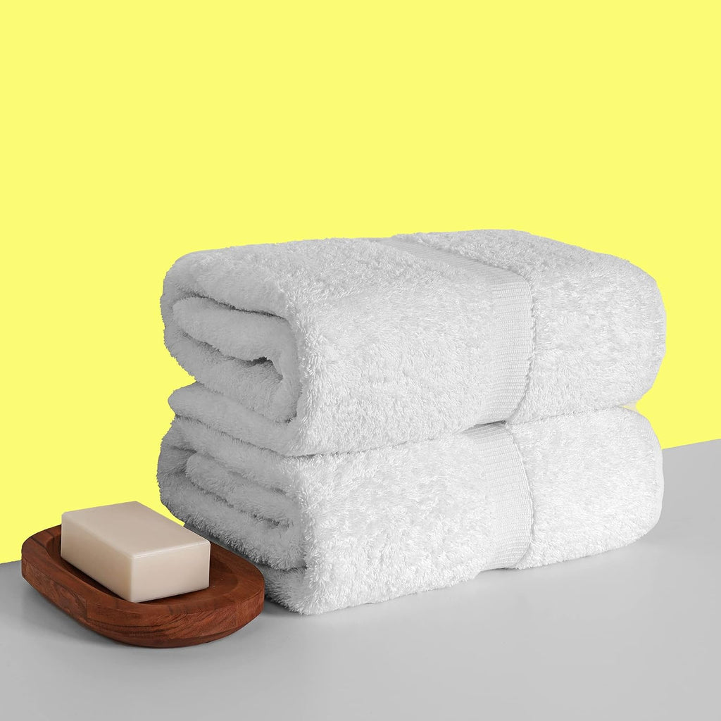 100% Cotton Premium Quality Turkish Bath Sheets (35''x70'' Large Bath Sheet Towels - White)
