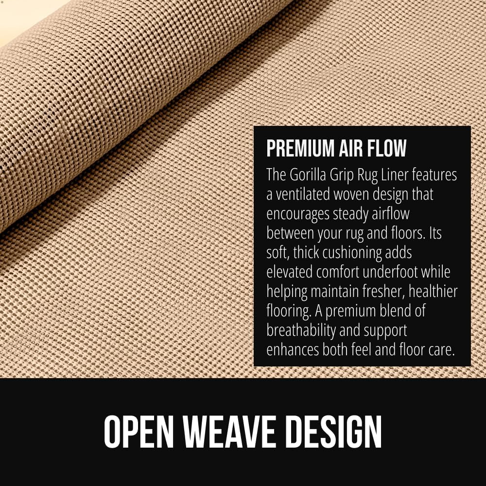 Premium Dual Sided Thick 2x8 Rug Gripper Pad for Hardwood Floors, Breathable Slip Resistant Pad Grips Under Carpet