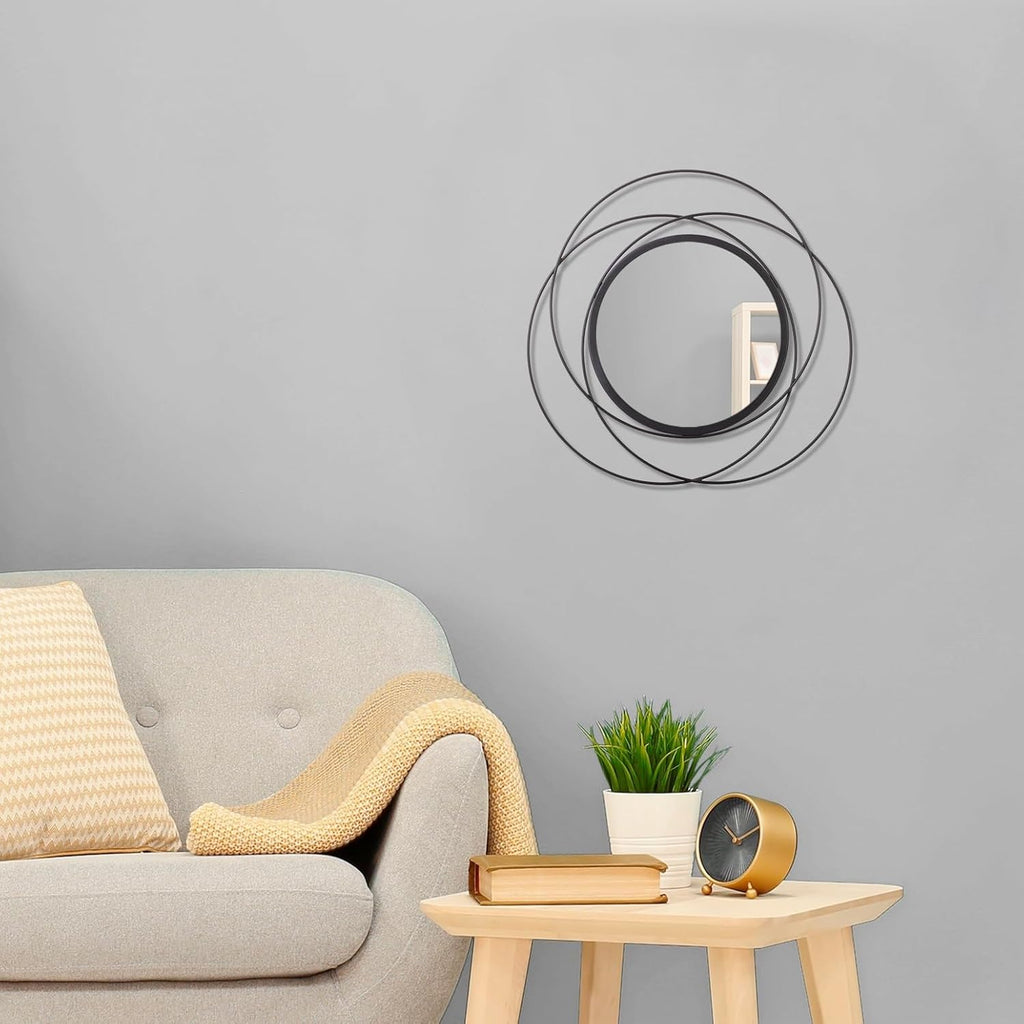 Black Circle Mirror Wall Decorative Metal Wall Mirror, Art Small Round Wall Home Mirror, Decor Living Room Bedroom