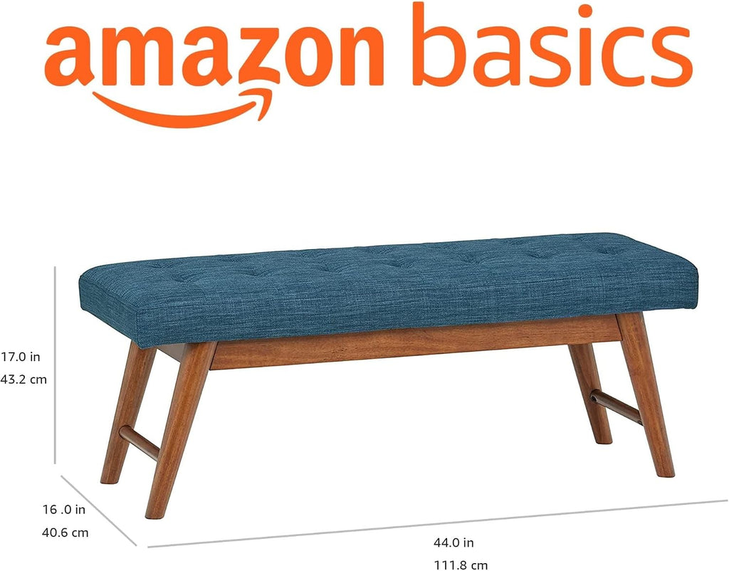 Modern Haraden Upholstered Button-Tufted Bench, Blue, 16 x 44 x 17 in
