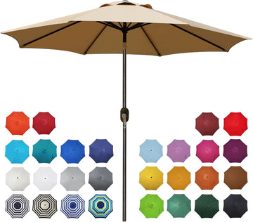 9' Outdoor Patio Umbrella, Outdoor Table Umbrella, Yard Umbrella, Market Umbrella with 8 Sturdy Ribs - TAN