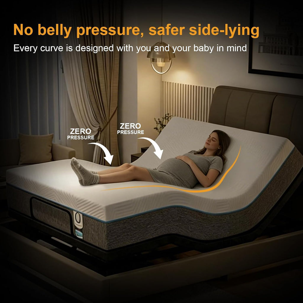 Split King Adjustable Bed Frame with Head and Foot Lift & Head-Pillow-Tilt, Electric Bed Base with Under-Bed LED