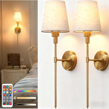 Battery Operated Wall Sconce: Set of 2 Wireless Wall Lights with 12000mAh
