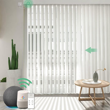 Motorized Sheer Vertical Blinds, Hardwired Smart Sliding Door Shades