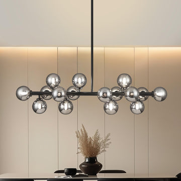 Glass Globe Sputnik Chandelier, 16-Light Mid Century Modern Light Fixture Over Table, Linear Chandeliers Island