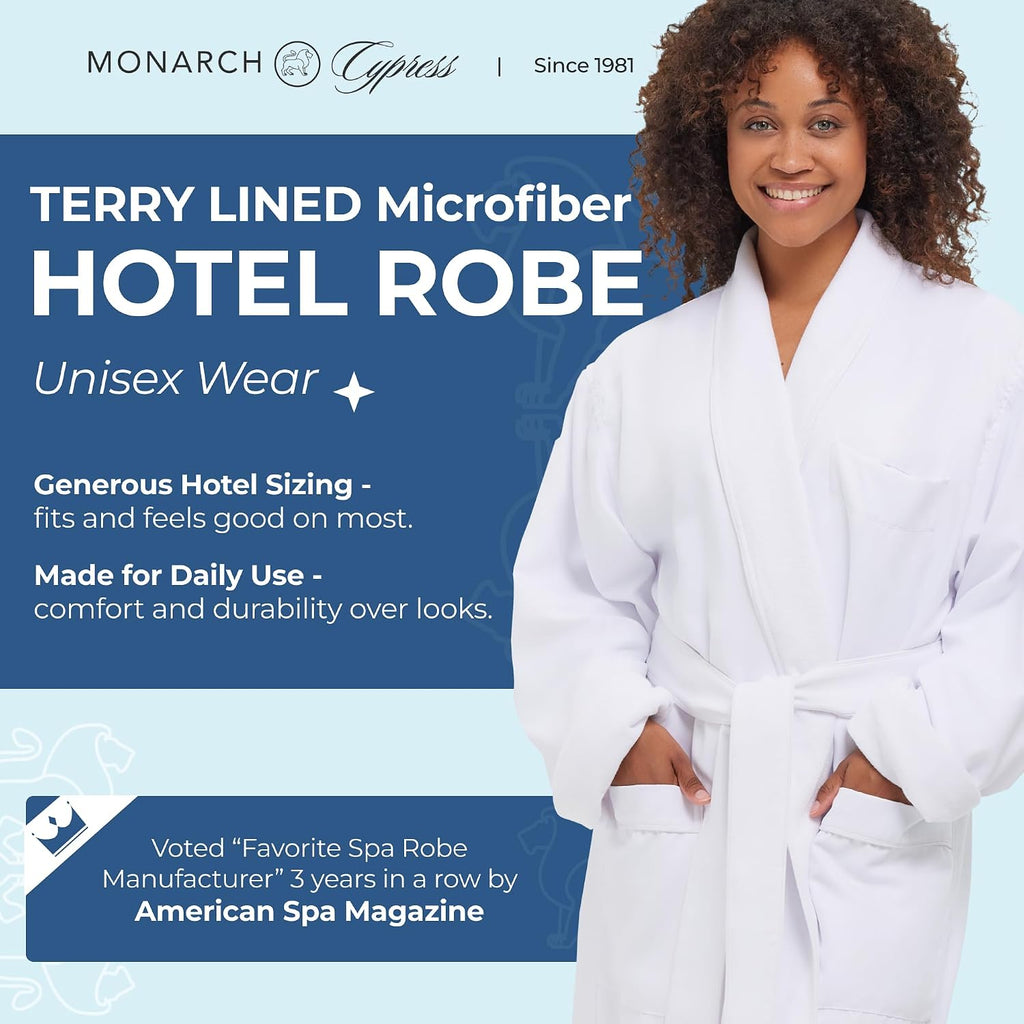 Terry Lined Microfiber Hotel Robe - Luxury Spa Bathrobe
