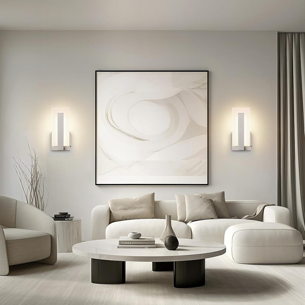 Modern LED Wall Sconces, Set of Two, 5CCT Dimmable Hardwired Wall Mounted Lights, 9.76 Inch Brushed Nickel Indoor