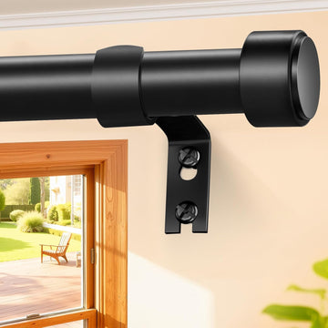Heavy Duty 1" Adjustable Curtain Rod, 72-144 Inch Extra Long, Rust-Resistant Matte Black
