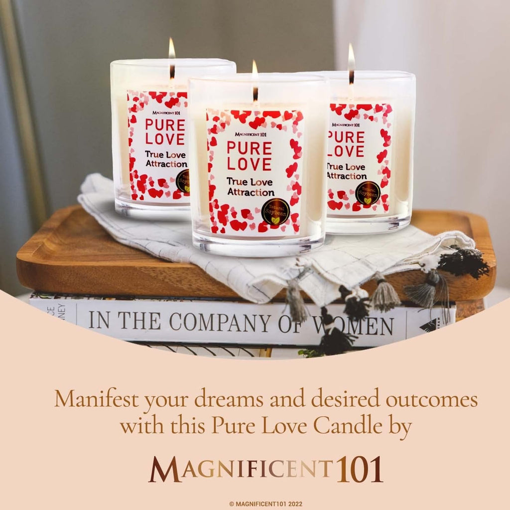 Pure Love Attraction Glass Candles, Rose Jasmine, 3 Pack