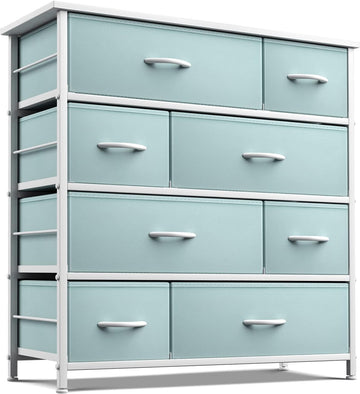 Dresser with 8 Drawers - Furniture Storage Chest for Kid's, Teens, Bedroom, Nursery, Playroom, Clothes, Toys - Steel