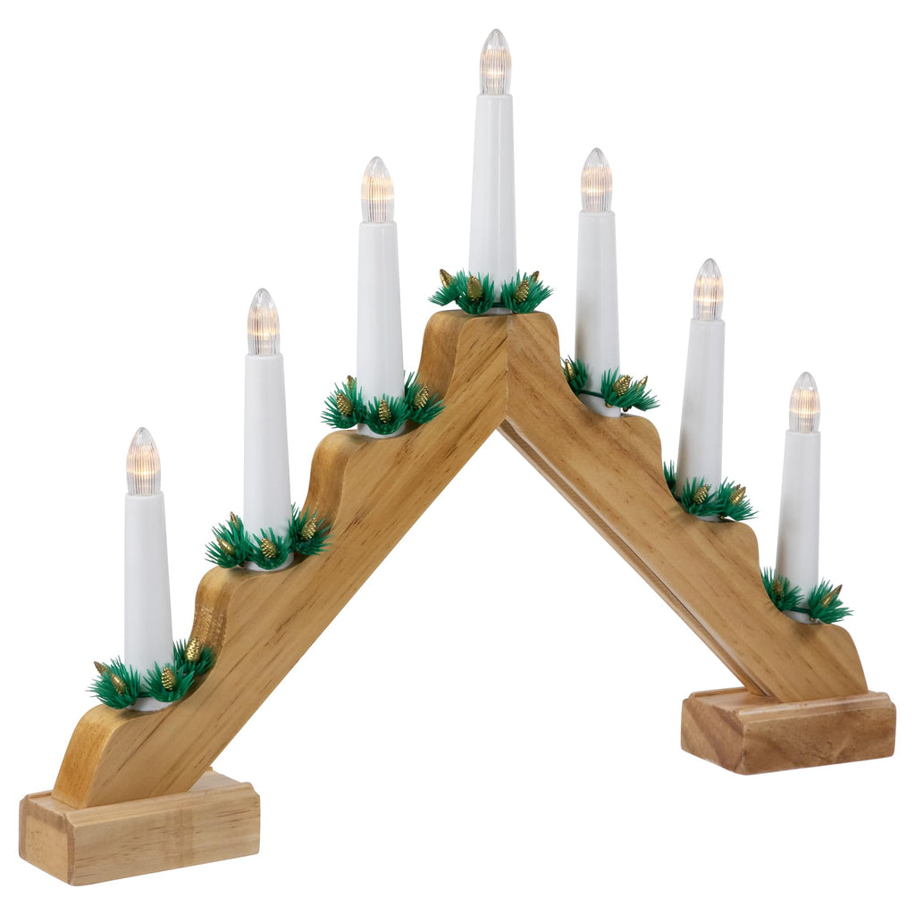 LED Lighted Christmas Candelabra Bridge - 13" - Wood