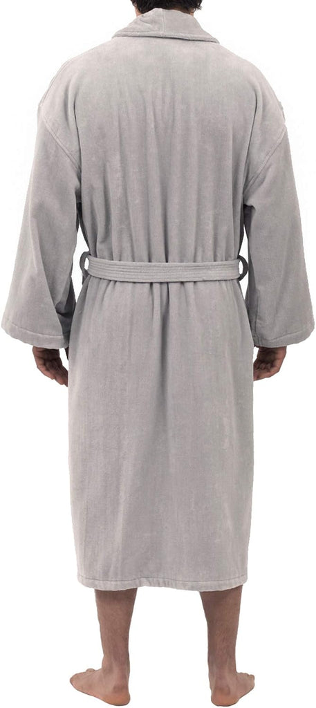 Pure Cotton Mens Terry Cloth Bathrobe Super Absorbent Spa Robe
