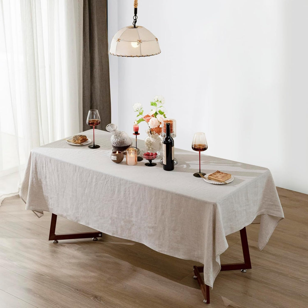Linen Tablecloth 100% Pure Linen Table Cloth 60x108 Inches Rectangle Tablecloths Washable Cloths, Di