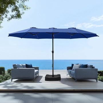 15 ft Extra Large Patio Umbrella with Base Included, Rectangular Outdoor Umbrella Heavy Duty