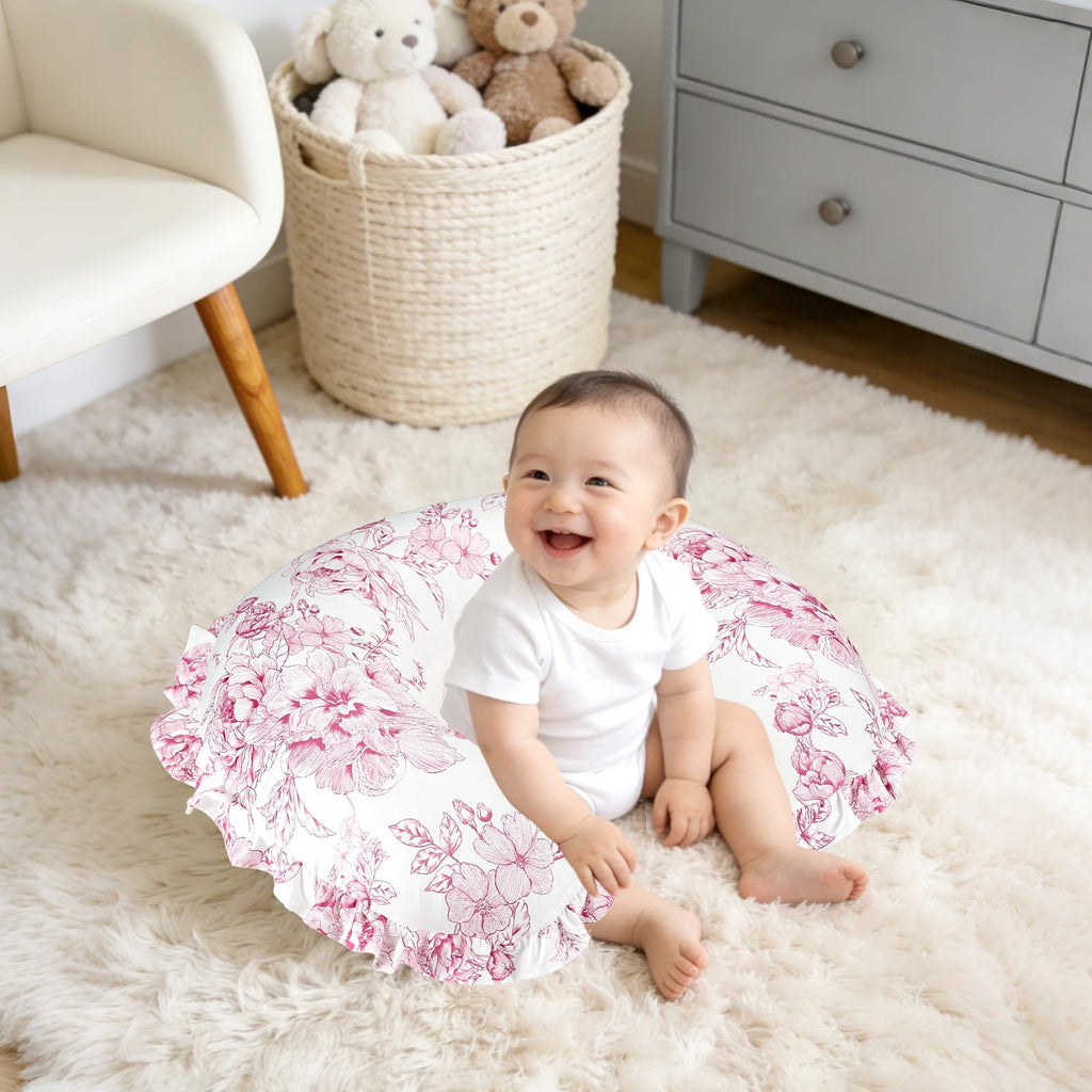 Nursing Pillow Cover, Removable Ruffled Pillowcase for Breastfeeding Pillows, Ultra Soft Comfortable Slipcover for