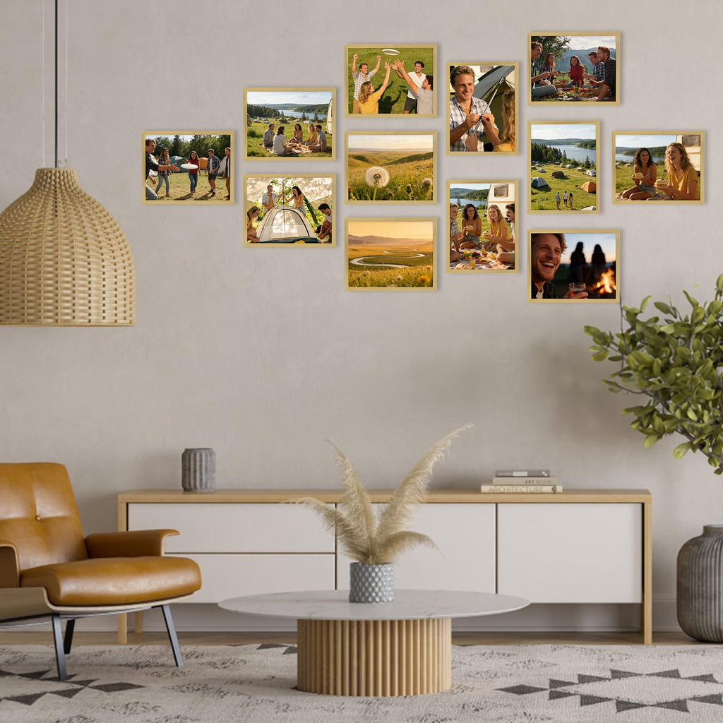 14 Packs 8.5x11 Gold Multi Plastic Picture Frames Set