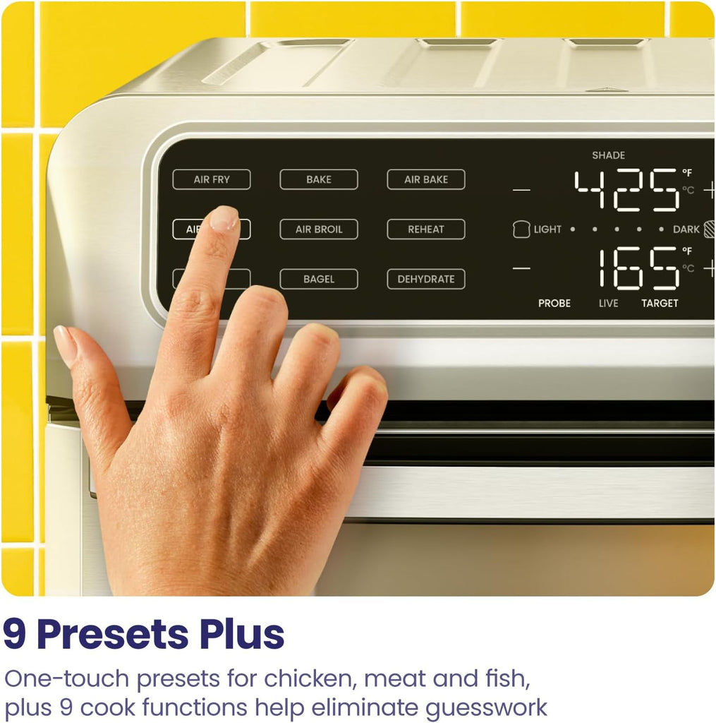 Air Fryer Toaster Oven Combo with Probe Thermometer, 12-In-1 Stainless Steel Convection Countertop, 10 Inch Pizza, 4