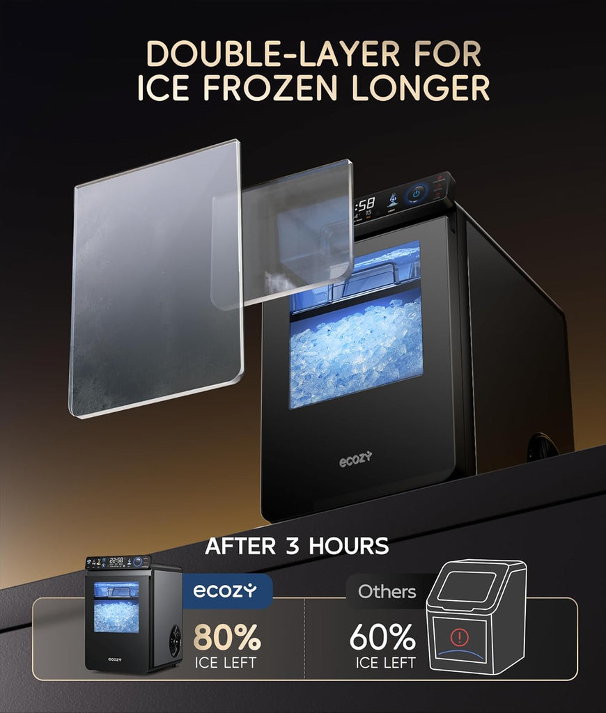 Nugget Ice Maker Countertop, Smart Pebble Ice Machine with APP Control, 44 lbs Per Day Soft Pellet Chewable Ice