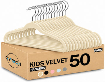 Kids Hangers Velvet, [50 Pack] Children Cloth Durable Baby Hangers for Closet - Perfect Infant Toddler Kid Hanger for