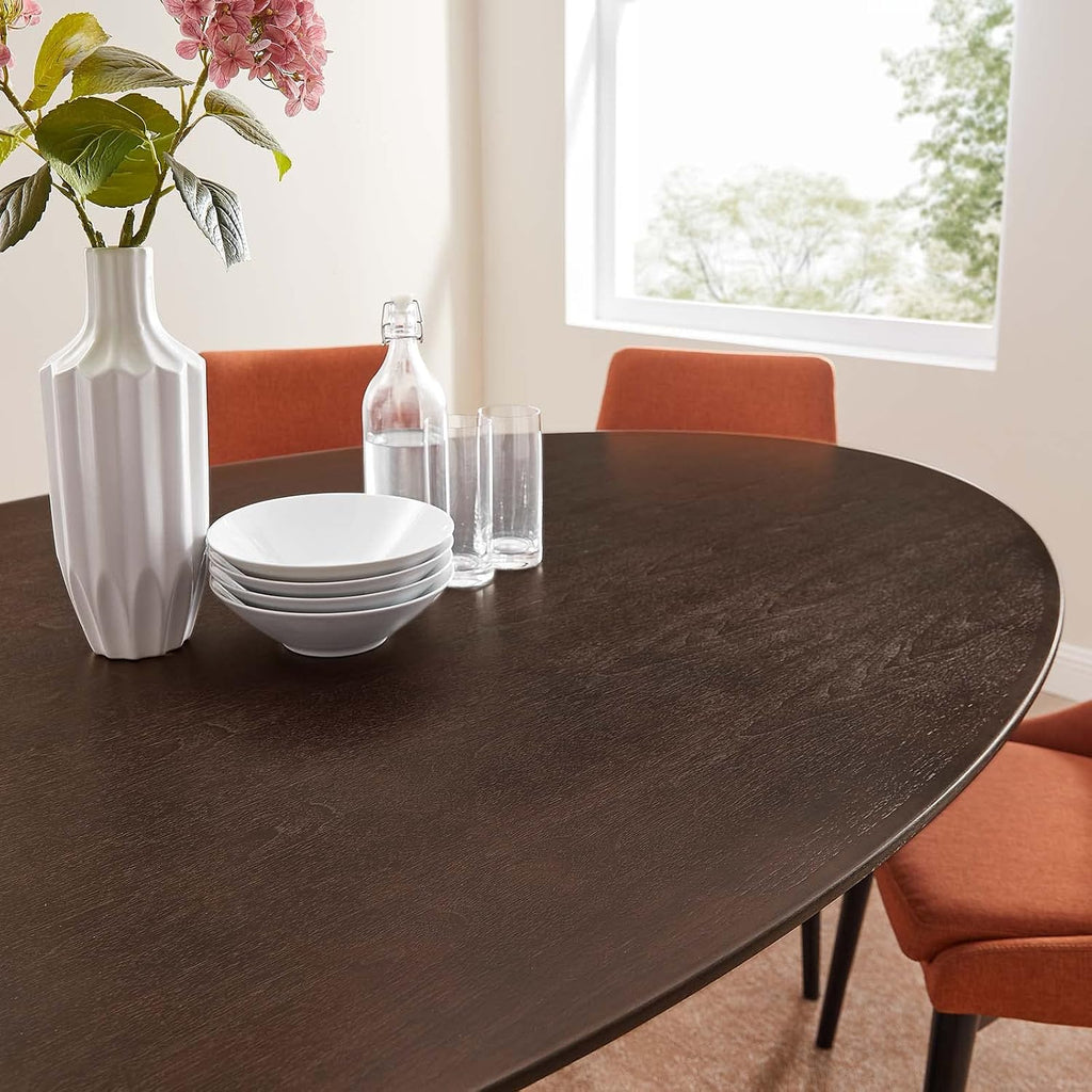 Inspired Saarinen Style Tulip Oval Pedestal Dining Table — Black Cherry Walnut, 78″ Oval