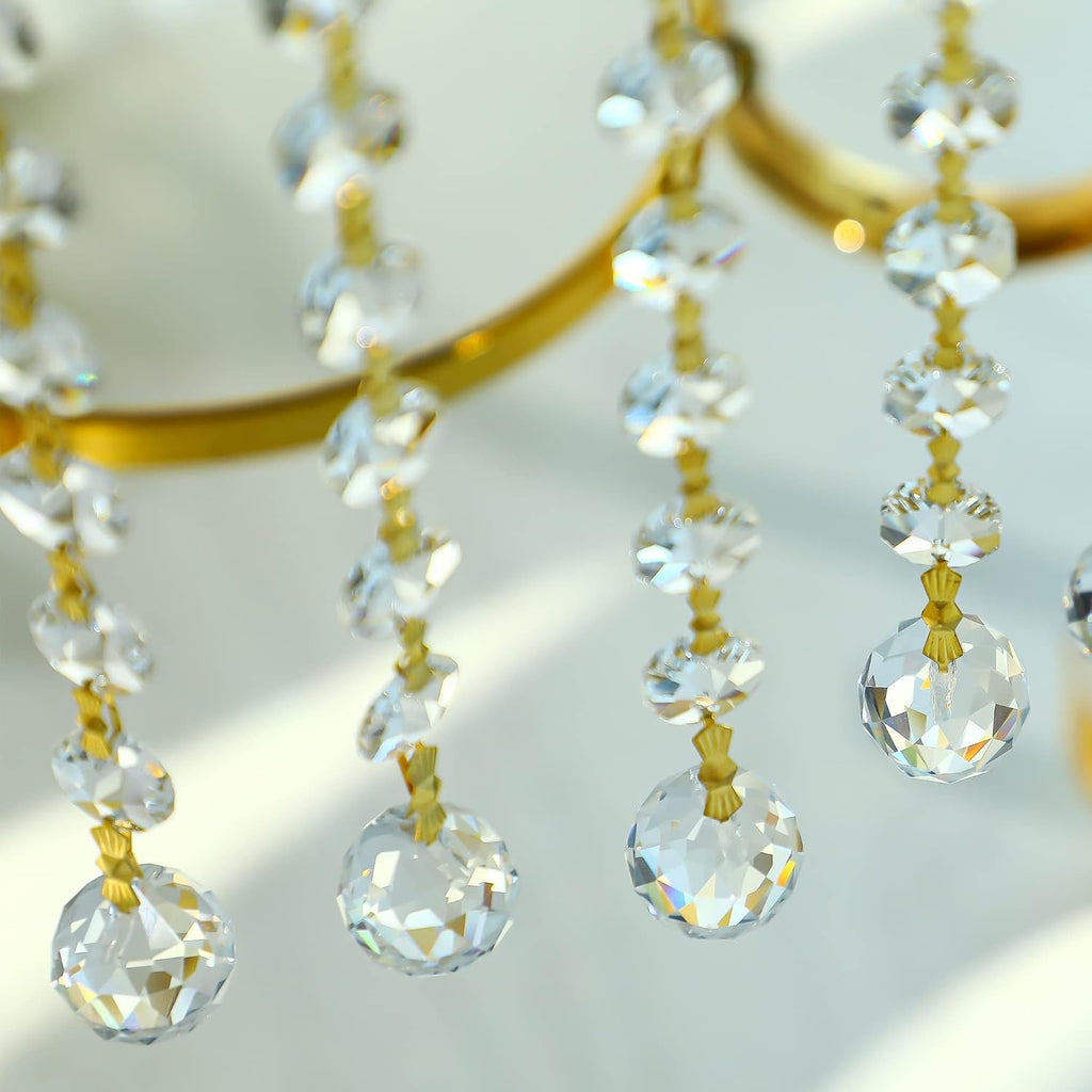 10Pcs Crystal Garland Strands Hanging Glass Chandelier Beads Chains - Glass 20mm Balls Prisms with Beads Pendants