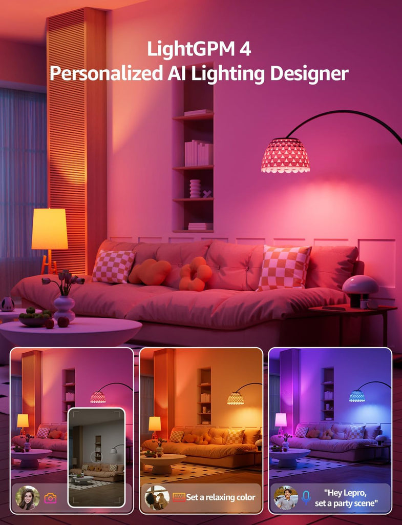 Smart Light Bulbs - WiFi & Bluetooth RGBWW Color Changing LED Bulb Works with Alexa & Google Assistant