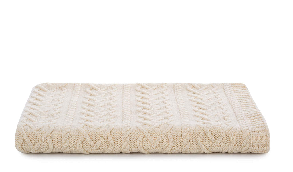 Irish Aran Throw Blanket Heart Pattern 100% Super Soft 67x49 inches