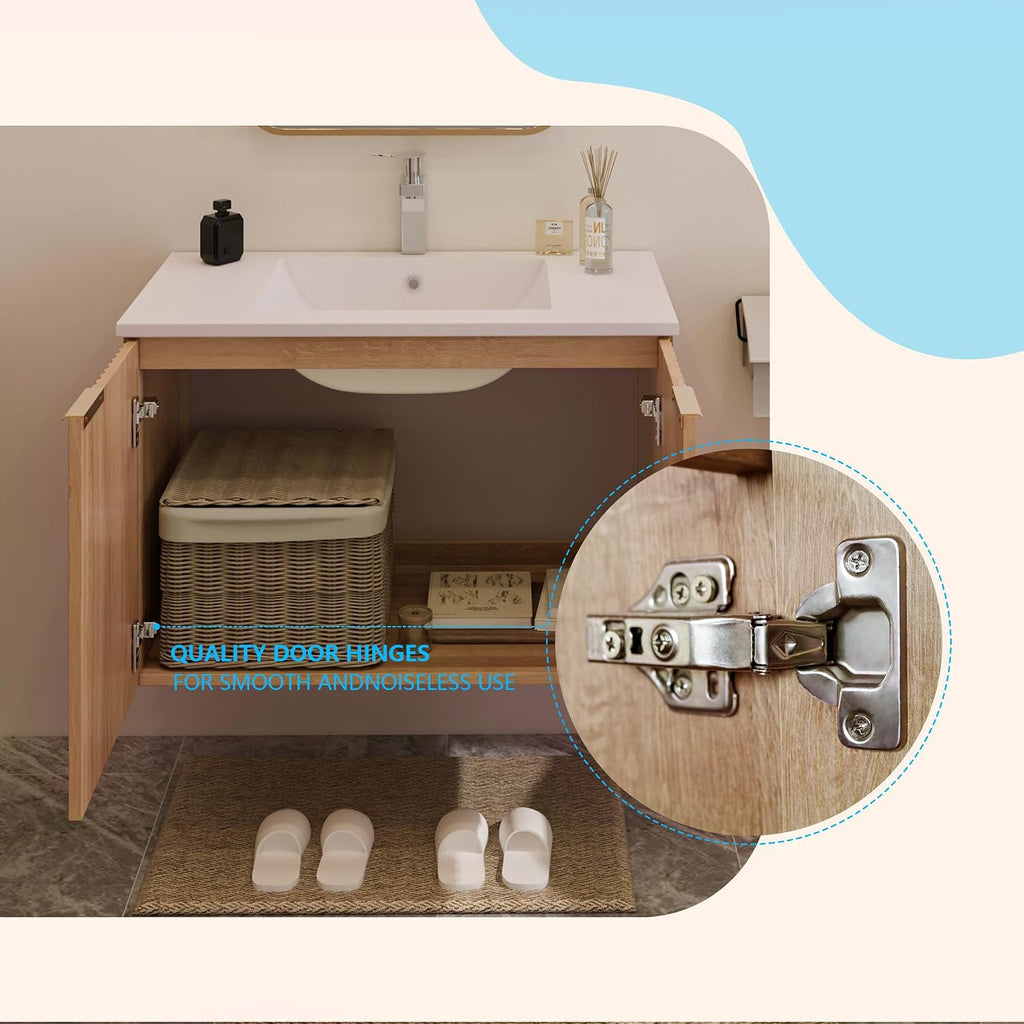 Modern Bathroom Vanity with Sink and Wavy Textured Doors