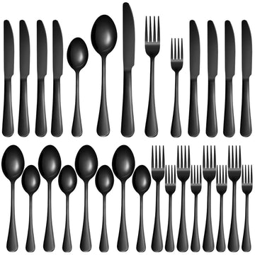 Black Silverware Set,20-Piece Stainless Steel Flatware Set for 4