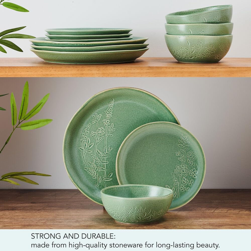 Carrie 12 Piece Dinnerware Set, Service for 4, Green