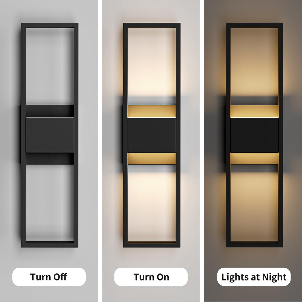 20 Inch Modern Outdoor Wall Light 3000K 16W Integrated LED, IP65 Waterproof Matte Black Exterior Lighting