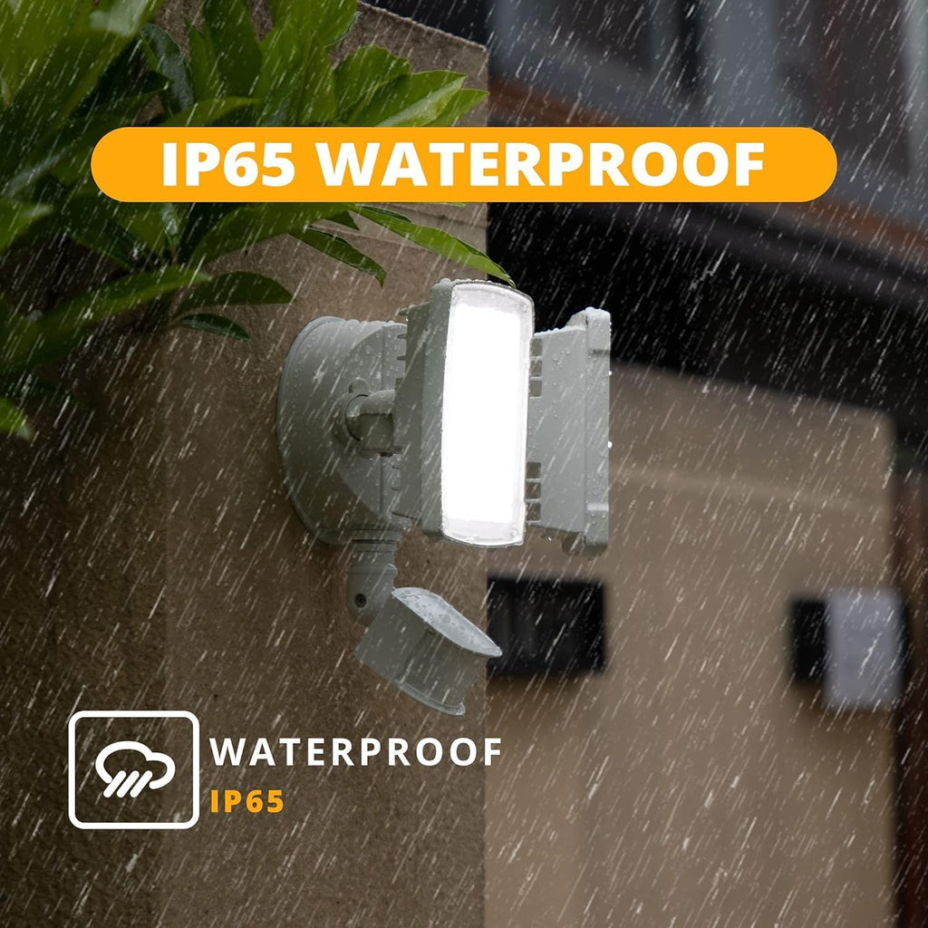 2 Pack 19W LED Flood Light Motion Sensor Outdoor, 2 Adjustable Head, 2000LM, 5000K, IP65 Waterproof, Dusk to Dawn