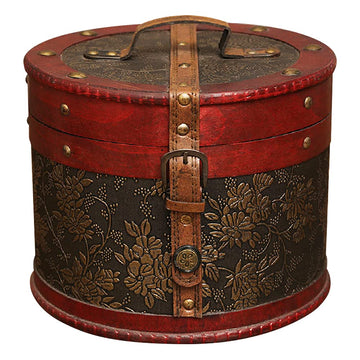 Vintage Jewelry Box - Classic Victorian Style Trinket Box with Lock - Cylindrical Wooden Box for Accessories - Small
