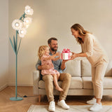 5 Light Flower Floor Lamp,3 Color Temperatures, LED Arc Floor Lamp with Foot Switch,Cute Floral Standing Lamp