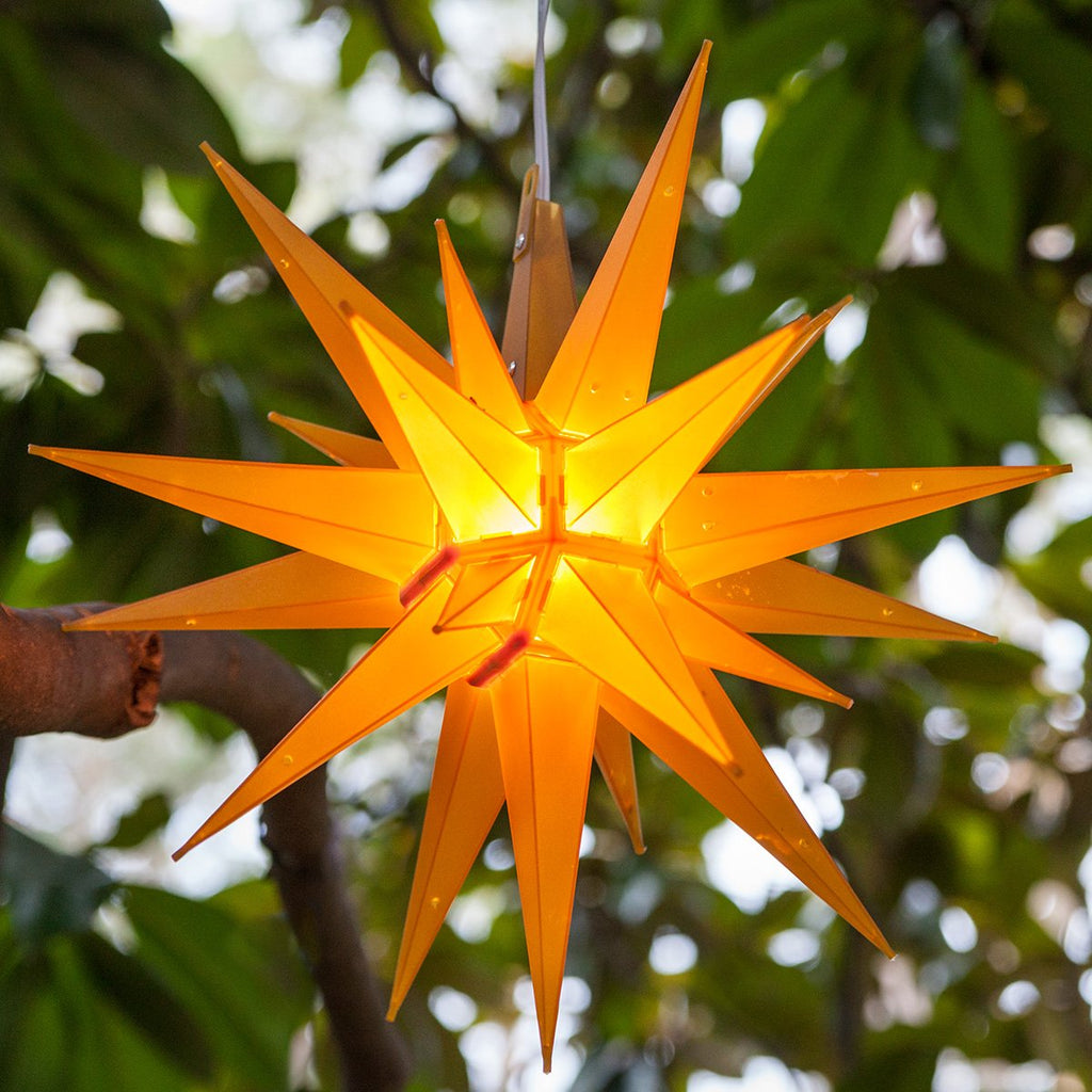 14" LED Moravian Star Light - Hanging Lighted Stars - Star Lantern (Gold)