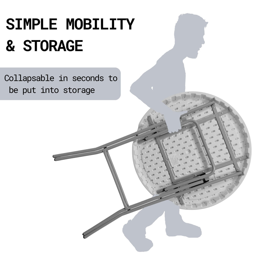 White 2.63 Foot 32in Round Plastic Bar Height Folding Cocktail Table 330lb Weight Capacity Commercial Portable
