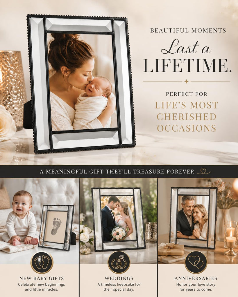 J Devlin Beveled Glass Picture Frame, 5x7 Horizontal, Vertical, Clear